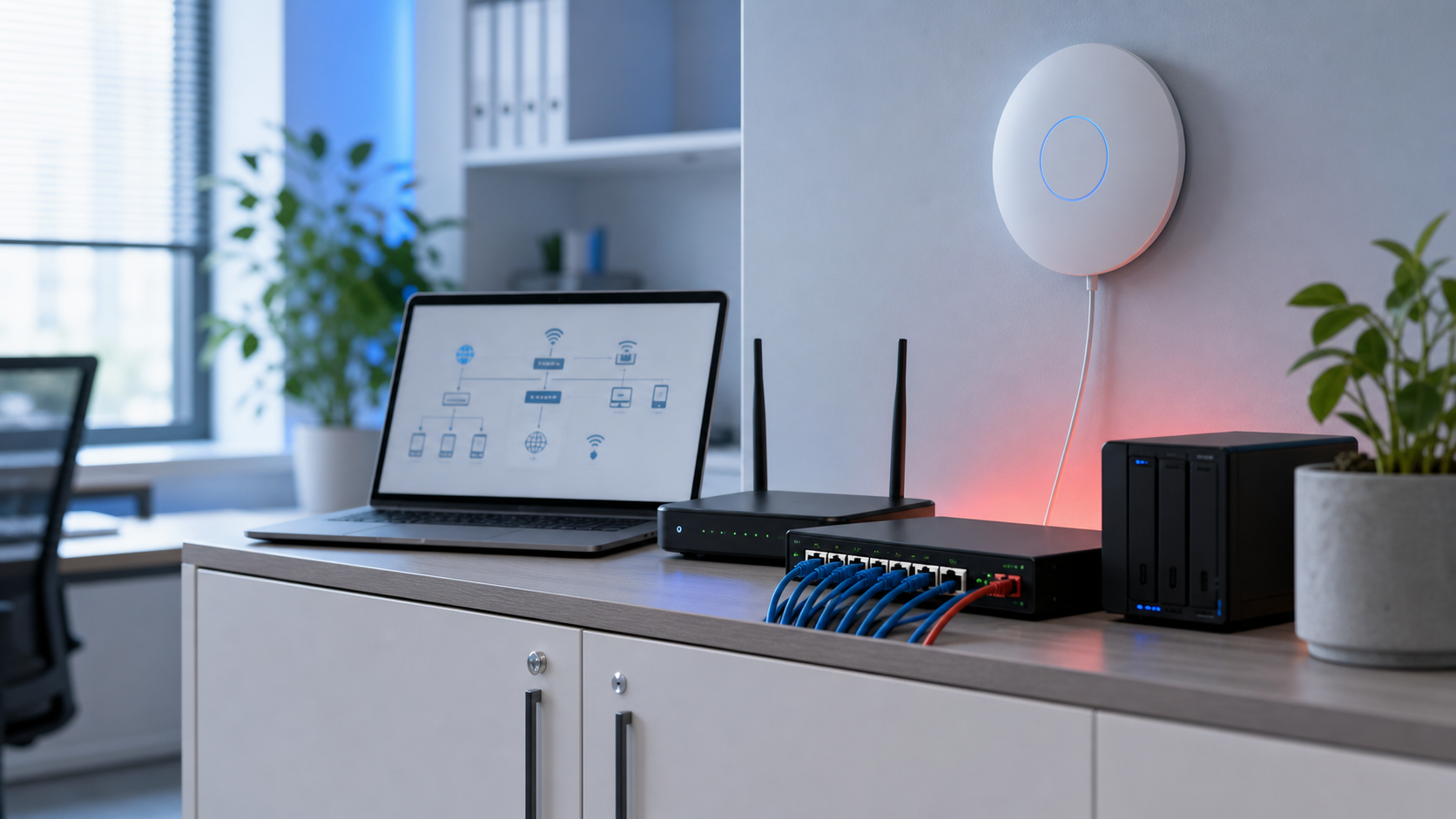 Netzwerkgeräte und WLAN im Büro