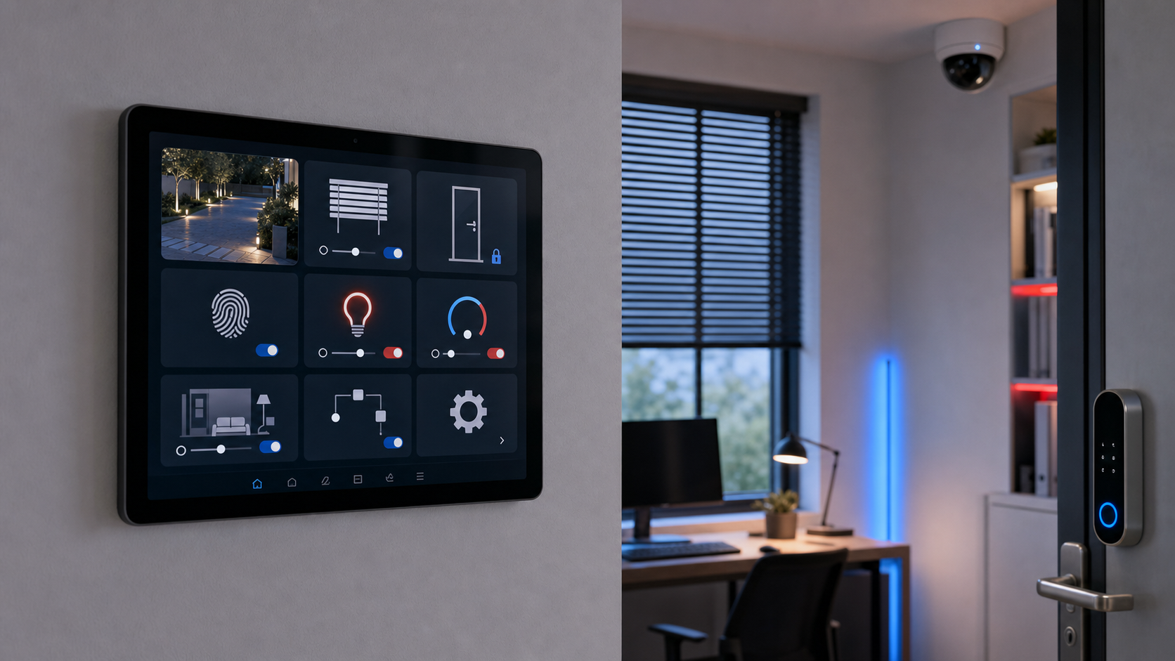SmartHome Dashboard mit Kamera und Zutrittssteuerung