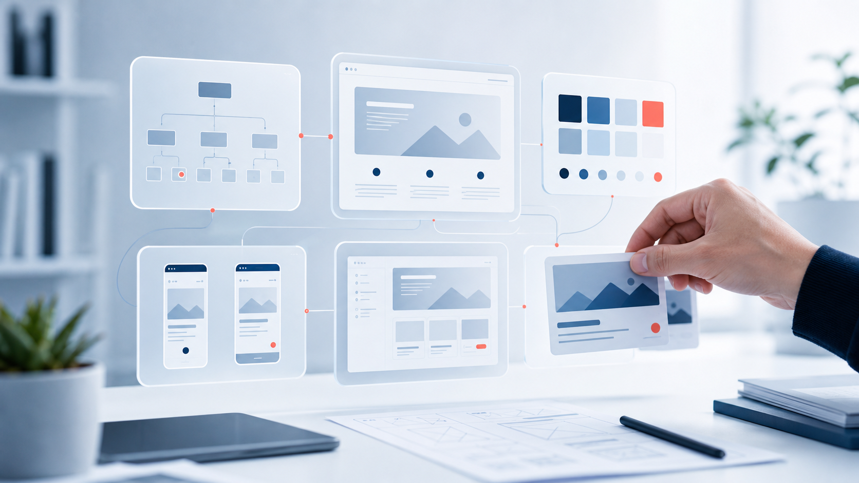 Webdesign Prozess mit Wireframes, Layout und Farbkonzept