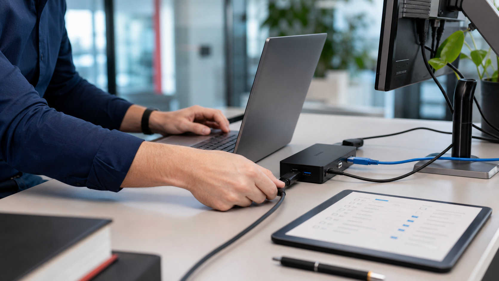 Einrichtung eines Arbeitsplatzes mit Dockingstation